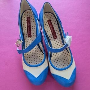 Blue and White Mary Jane Women's Shoes